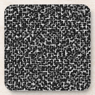Digital Camo Black White Yellow Pattern Coaster
