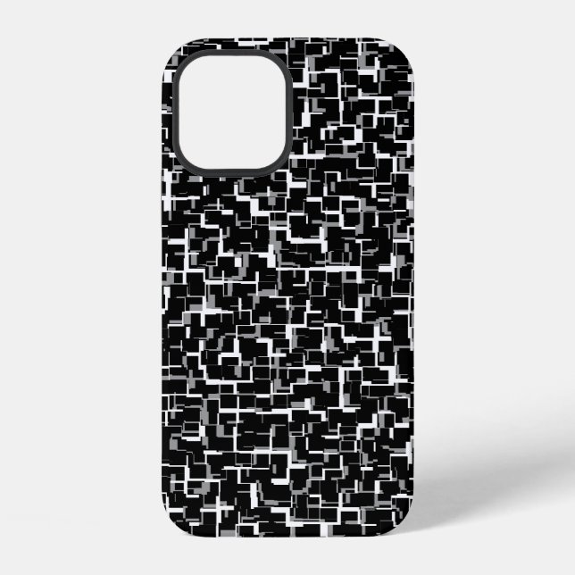 Digital Camo Black White Yellow Pattern iPhone Case (Back)