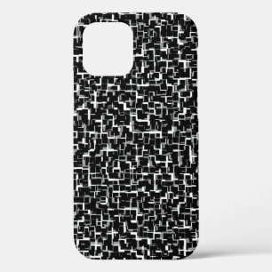 Digital Camo Black White Yellow Pattern iPhone 12 Case