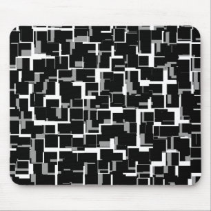 Digital Camo Black White Yellow Pattern Mouse Pad