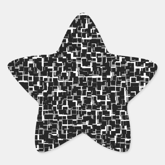 Digital Camo Black White Yellow Pattern Star Sticker (Front)