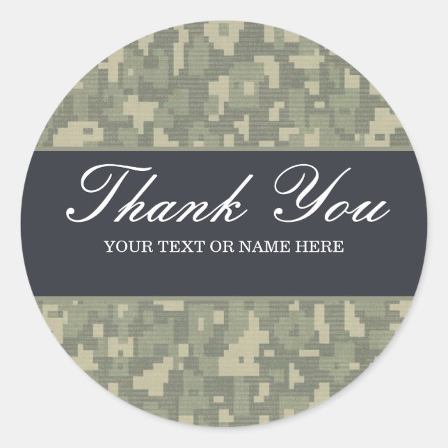 digital camo camouflage military army hunting  classic round sticker (Front)