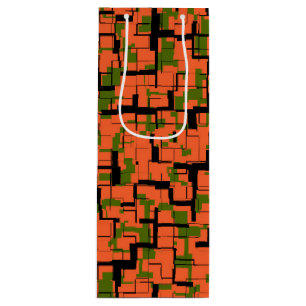 Digital Camo Green Orange Black Pattern Wine Gift Bag