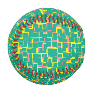 Digital Camo Green Yellow Pink Pattern Baseball