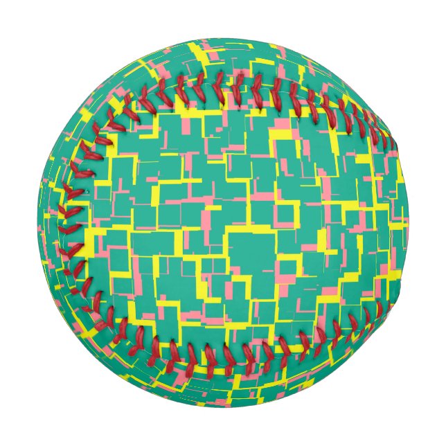 Digital Camo Green Yellow Pink Pattern Baseball (Back Right)