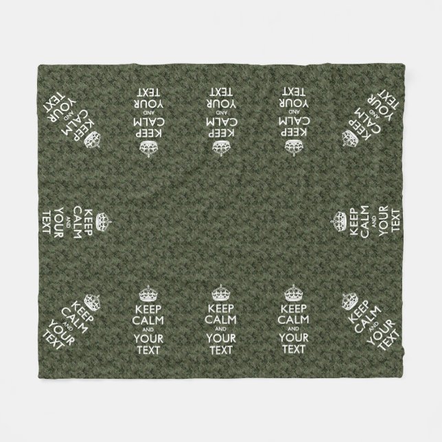 Digital Camo Keep Calm And Your Text Fleece Blanket (Front (Horizontal))
