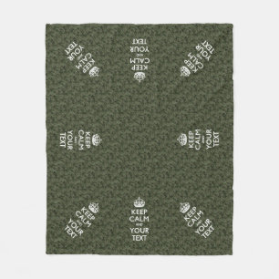 Digital Camo Keep Calm And Your Text Fleece Blanket