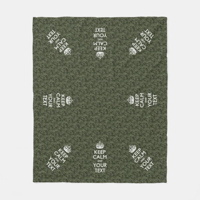 Digital Camo Keep Calm And Your Text Fleece Blanket (Front)