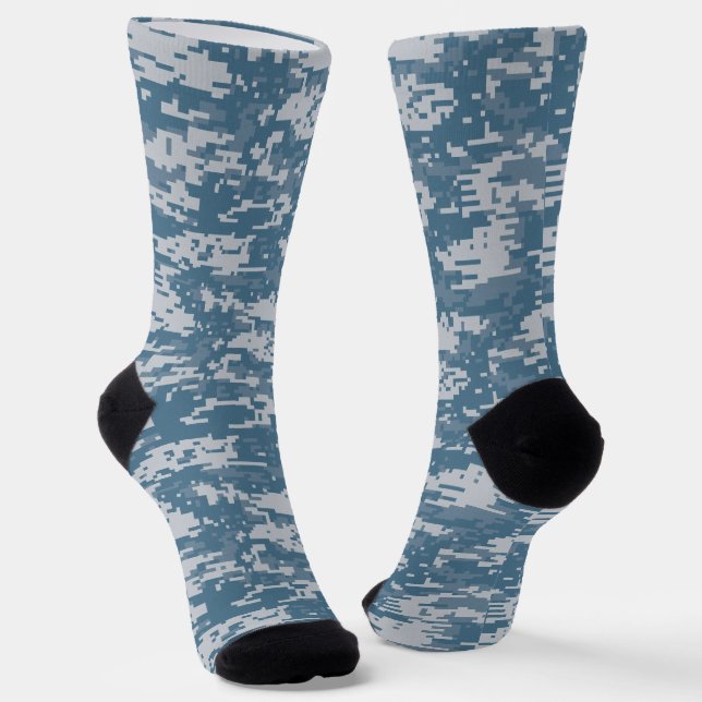 Digital Camo Navy Blue Military Camouflage Socks (Angled)