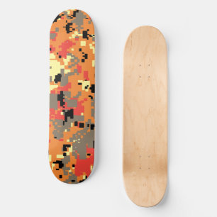 Digital Camo – Orange-Red LG camo pattern Skateboard