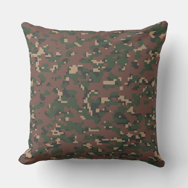 Digital Camo Pixels Throw Pillow (Front)