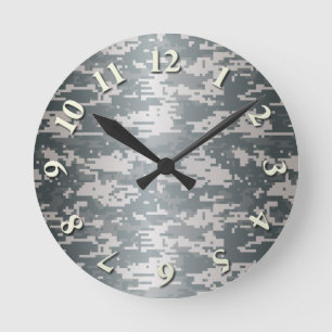Digital Camo Round Clock