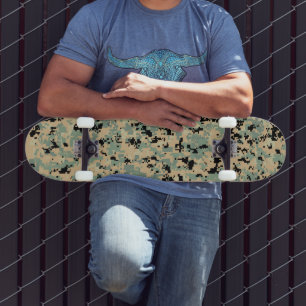 Digital Camo – Tan-Green MED camo pattern Skateboard