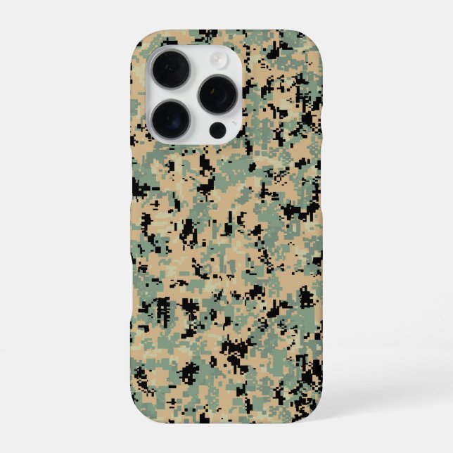 Digital Camo – Tan-Green SM camo pattern iPhone Case (Back)