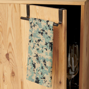 Digital Camo – Tan-Green SM camo pattern Kitchen Towel
