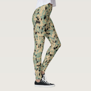 Digital Camo – Tan-Green SM camo pattern Leggings