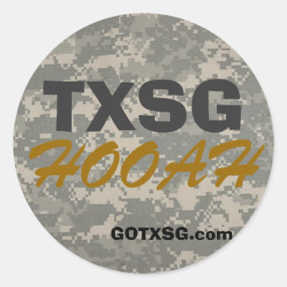 digital camoTXSG, GOTXSG.com, HOOAH round decal Classic Round Sticker
