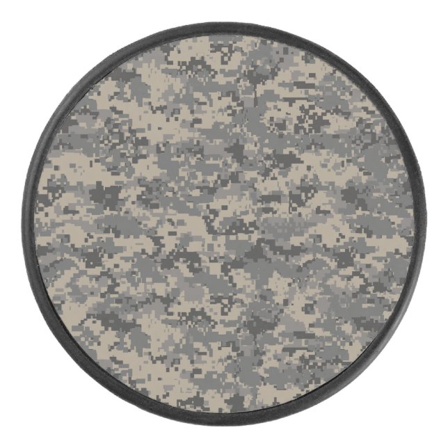 Digital camouflage military army pixel camo print hockey puck (Front)