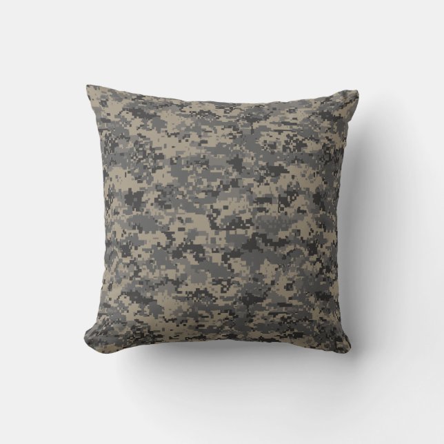 Digital camouflage military army pixel camo print throw pillow (Front)