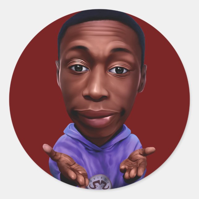 Digital caricature of Khabane "Khaby" Lame. Classic Round Sticker (Front)