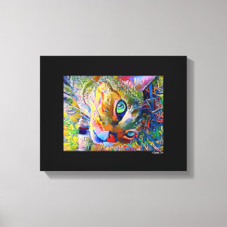 Digital Cat Art Wrapped Canvas