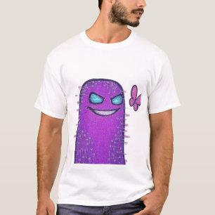 Digital Character with Cyberpunk Neon Butterfly T-Shirt
