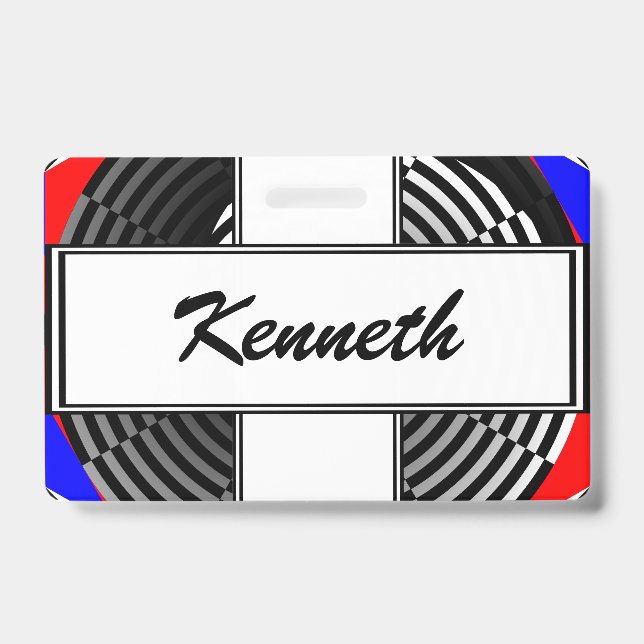 Digital Chequered Yin Yang by Kenneth Yoncich Badge (Front)
