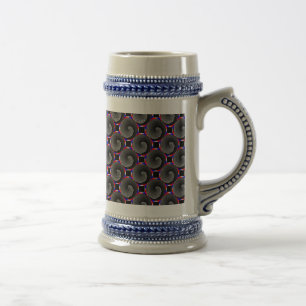 Digital Chequered Yin Yang by Kenneth Yoncich Beer Stein