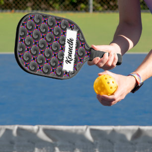 Digital Chequered Yin Yang by Kenneth Yoncich Pickleball Paddle