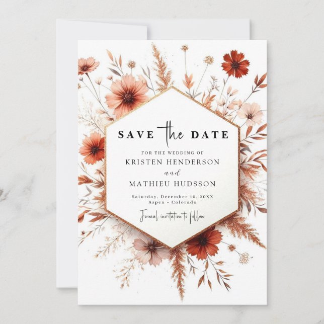  Digital Chic Terracotta Wedding Save The Date (Front)