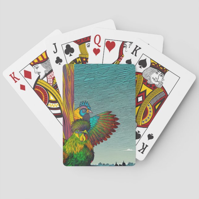 Digital chicken playing cards (Back)