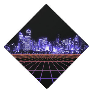 Digital City Grid Graduation Cap Topper