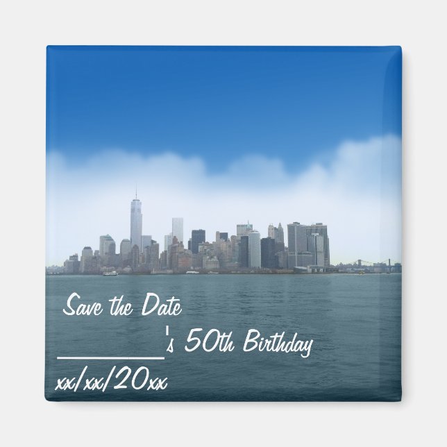Digital Clear Sky in NYC Save the Date Magnet (Front)