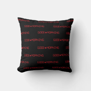 Digital Clock Good Morning Coffee Mug Early Birder Throw Pillow