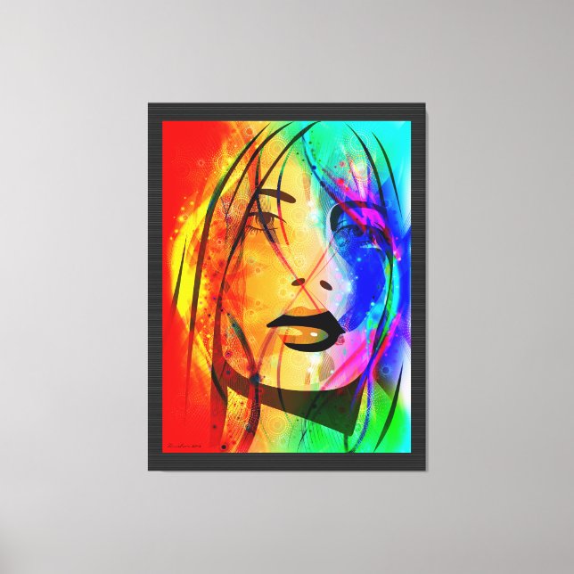 Digital Colourful Abstract Portrait-Lost Girl Canvas Print (Front)