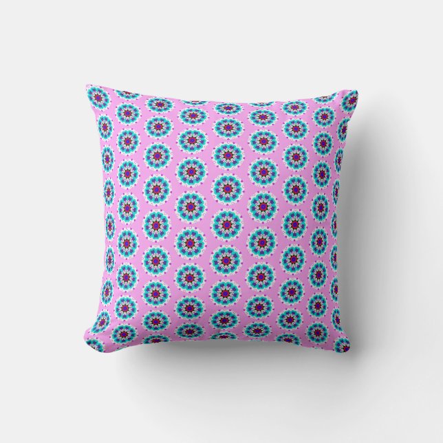 Digital Colourful Flower Throw Pillow (Front)