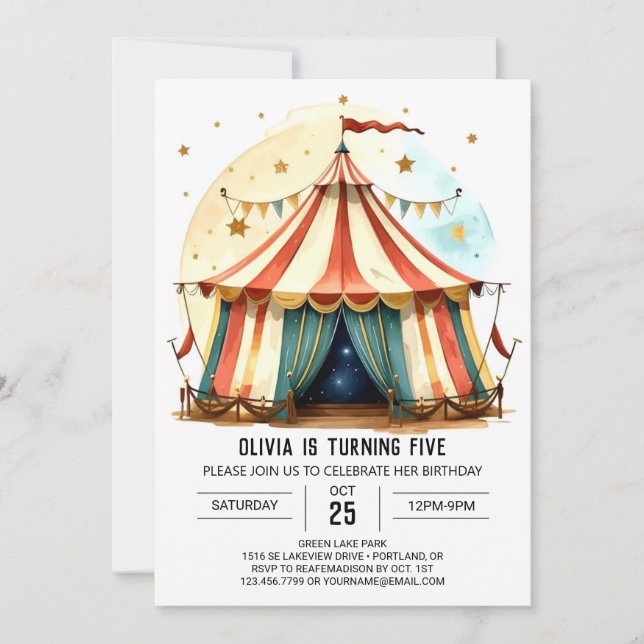 Digital Colourful Joy Circus Birthday Invitation (Front)