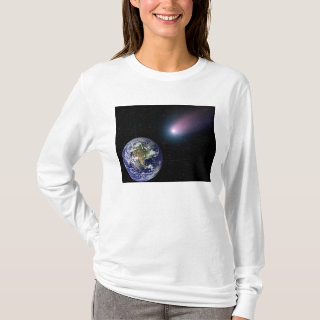 Digital composite of a comet heading towards Ea T-Shirt (Front)