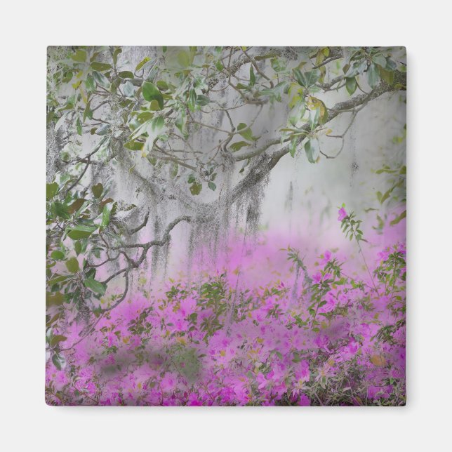 Digital Composite of Azaleas and magnolia tree Magnet (Front)
