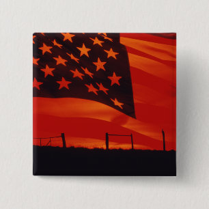 Digital composite of the American Flag 2 Inch Square Button