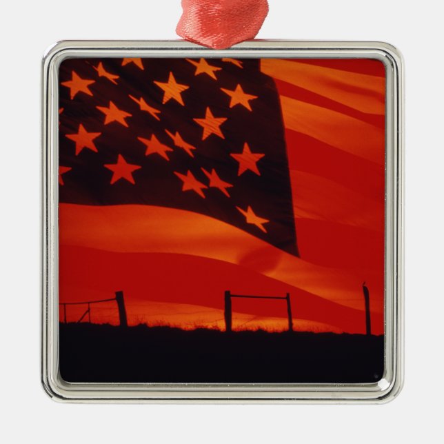 Digital composite of the American Flag Metal Ornament (Front)