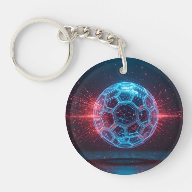 Digital Core: Futuristic Energy Sphere Explosion Keychain (Front)