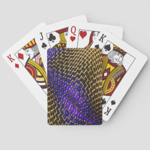 Digital crooked mesh of showy sepia wire on violet playing cards