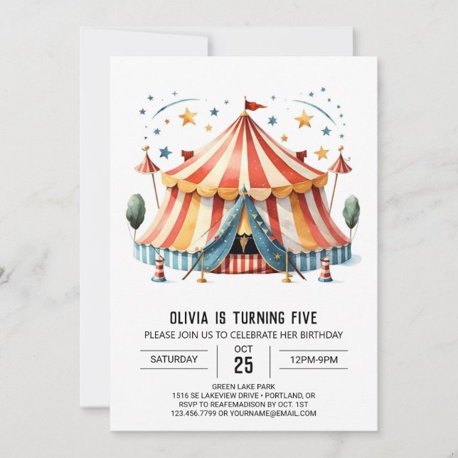 Digital Custom Delight Circus Birthday Invitation (Front)