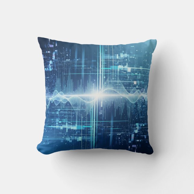 Digital Data Flow - Tech Wall Art Throw Pillow (Front)