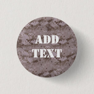 Digital Desert Camouflage 1 Inch Round Button