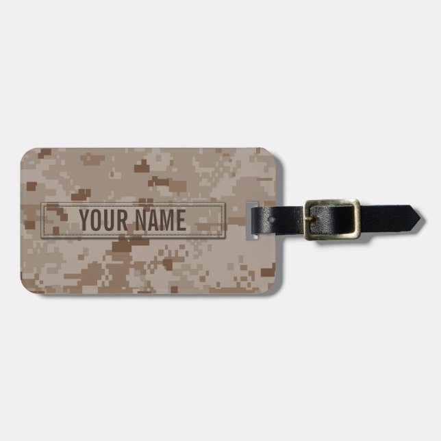 Digital Desert Camouflage Customizable Luggage Tag (Front Horizontal)