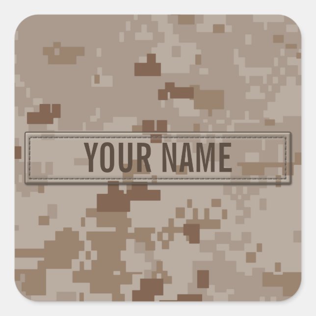 Digital Desert Camouflage Customizable Square Sticker (Front)