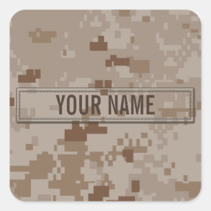 Digital Desert Camouflage Customizable Square Sticker