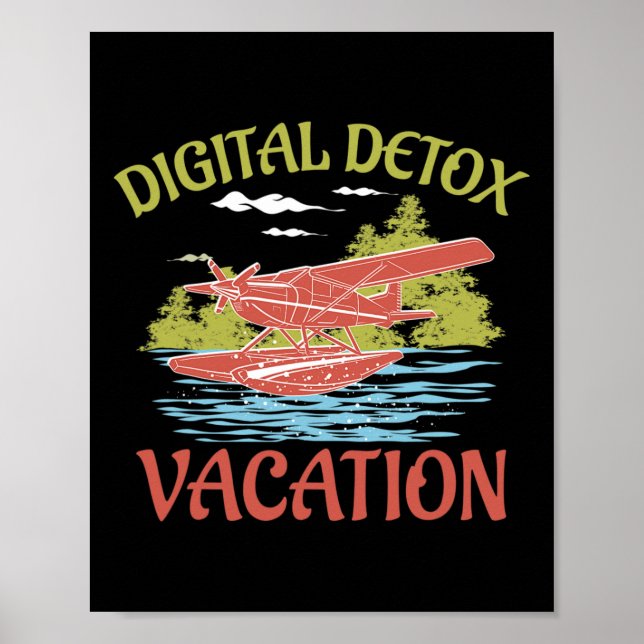 Digital Detox Vacation Burnout Stress Awareness  Poster (Front)